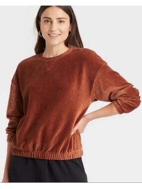 A New Day Rust Corduroy Crewneck Sweater